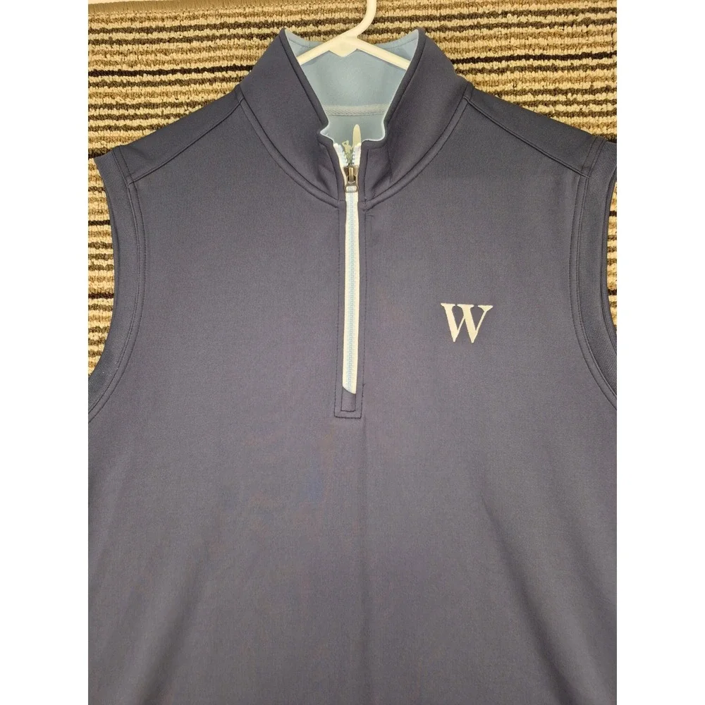 Johnnie-O Mens Navy Blue Quarter Zip Golf Vest Performance W Logo Size Medium‎